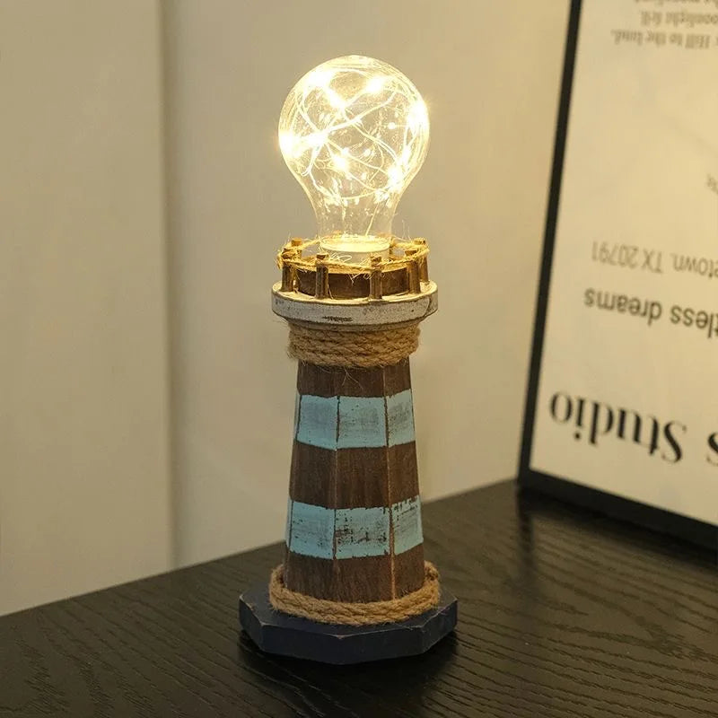 Wooden Mediterranean Lighthouse Ornament